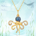 wholesale 925 Silver Summer New Octopus Blue Spinel Pendant Women's Ocean Octopus Necklace Cross-Border Wholesale-0-0