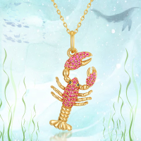 wholesale S925 Gold-Plated Sterling Silver Summer New Lobster Pendant with Red Ruby Ocean Vacation Necklace Women's Jewelry-Pendant without chain 925 silver