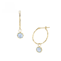 wholesale 9K gold new women's earrings, small luxury style hexagram hoop natural stone elegant earrings, dropshipping available-Blue Topaz Corrugated Earrings>9K