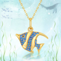 wholesale S925 Silver Summer Marine Clownfish Pure Silver Pendant Collarbone Chain Blue Tropical Fish Necklace for Women from Source Manufacturer-0-0