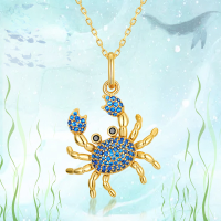 wholesale S925 Silver Crab Blue Spinel Necklace for Women, Summer Vacation Style Pendant Wholesale, Cancer Zodiac Jewelry Wholesale-Pendant without chain 925 silver
