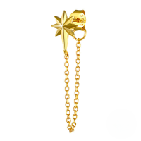 wholesale S925 Sterling Silver Single Tassel Earring, Creative And Stylish Minimalist Design With Various Tassels, Ear Clip Ear Thread, Popular In Europe And America-Gold single octagonal star earrings