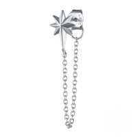 wholesale S925 Sterling Silver Single Tassel Earring, Creative And Stylish Minimalist Design With Various Tassels, Ear Clip Ear Thread, Popular In Europe And America-Platinum single octagonal star earrings