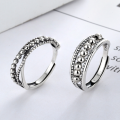 wholesale Sterling silver couple's ring, European and American new style accessory, fashion minimalist dotted beaded ring, adjustable Thai silver ring-0-0