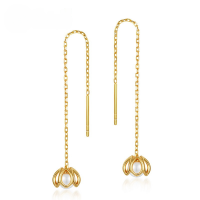 wholesale 925 Silver Plated 9K Gold Japanese Light Luxury Hollowed-out Lily of the Valley Pearl Earrings for Women, Retro Detachable DIY Combination Ear Threads-Freshwater Pearls 925 Silver