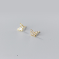 wholesale Metal material forest style butterfly ear studs for women with inlaid diamonds, Korean version no ear piercings ear cartilage clipG6175-0-10