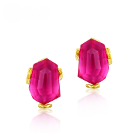 wholesale 925 Sterling Silver Minimalist Exaggerated Synthetic Pink Topaz Geometric Rhombus Stud Earrings Women's Leaf Earrings Cross-border Wholesale-Synthetic powder topaz