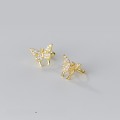 wholesale Metal material forest style butterfly ear studs for women with inlaid diamonds, Korean version no ear piercings ear cartilage clipG6175-0-6