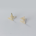 wholesale Metal material forest style butterfly ear studs for women with inlaid diamonds, Korean version no ear piercings ear cartilage clipG6175-0-8