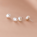 wholesale S925 silver Baroque pearl earrings, fashionable irregular elegant versatile small earrings G6185-0-0