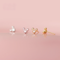wholesale S925 silver stud earrings for women, Korean-style fresh geometric round diamond-inlaid cartoon mouse minimalist earrings G6233-0-1
