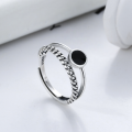 wholesale S925 Sterling Silver Retro Style Vintage Fashion Drip Glaze Double Layer Lettering Open Adjustable Ring Wholesale-0-0