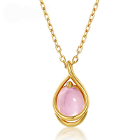 wholesale S925 silver-plated 9K gold classic water drop pendant with natural pink quartz (rose quartz) wholesale necklace for spring and summer new arrivals-Rose Quartz [Pendant without chain] &gt; 925 Silver