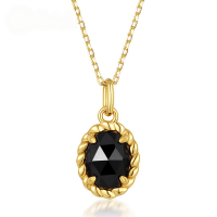 wholesale 925 Silver Vintage Style Natural Black Agate Pendant Choker Necklace Japanese Light Luxury Classic Twist Geometric Necklace-[Pendant] Without chain 925 silver