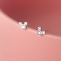 wholesale S925 silver stud earrings for women, Korean-style fresh geometric round diamond-inlaid cartoon mouse minimalist earrings G6233-0-0