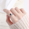 wholesale S925 Sterling Silver Retro Style Vintage Fashion Drip Glaze Double Layer Lettering Open Adjustable Ring Wholesale-0-3