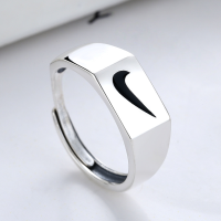wholesale 925 Sterling Silver Hook Ring for Men and Women, Couple Matching Student Minimalist Ins Cool Thai Silver Men's Trendy Ring-YJ053/about 3g Adjustable opening