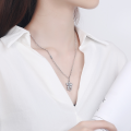 wholesale 925 Sterling Silver Women's Necklace with Small Flower Pendant Short Choker Collarbone Chain Korean Japanese Fashion Accessories Silver Jewelry Seeking Agents-0-2