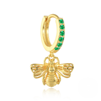 wholesale S925 Sterling Silver Single Ear Cuff with Inlaid Crystals, Ins Style, Light Luxury, Versatile, Minimalist Earring-Golden Single Bee