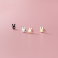 wholesale S925 Sterling Silver Mini Bunny Stud Earrings Korean Style Polished Animal Rabbit Earrings G6287-0-0