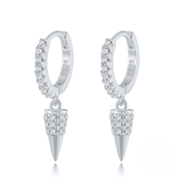 wholesale S925 Sterling Silver Original Punk Style Geometric Zircon Inlaid Earring Ear Cuff Hoop-Platinum