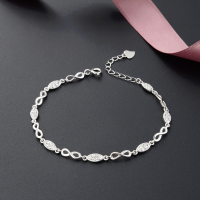 wholesale S925 silver fashion accessories diamond-inlaid infinite love bracelet women's bangle silver jewelry factory live wholesale-Fashion Bracelet>[S925 Silver]