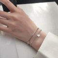 wholesale S925 Silver Korean Style English Bracelet for Women Fashion Double Layer Letter Charm Pendant Accessory S3870-0-1