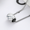 wholesale S925 Sterling Silver Diamond Pattern Cylinder Pendant Women's Necklace Bracelet DIY Accessory Charm-0-2