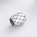 wholesale S925 Sterling Silver Diamond Pattern Cylinder Pendant Women's Necklace Bracelet DIY Accessory Charm-0-0