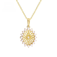 wholesale 9K gold lightweight jewelry high-end retro hollow-out natural pearl photo pendant, simple necklace with openable design-White Topaz Natural Pearl Photo Pendant>9K