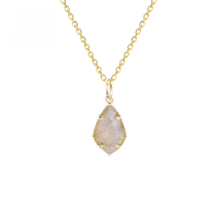 wholesale 9K Gold Source Factory Direct Sales Flash Labradorite White Shell Hollow Floral Pattern Double-Sided Pendant Necklace-Shaped Labradorite + White Shell Double-Sided Pendant 9K