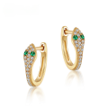 wholesale S925 Sterling Silver New Style Serpent Green Zircon Earrings, European and American Fashion Colored Zircon Zodiac Snake Hoop Earrings for Cross-Border Wholesale-0-0