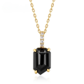 wholesale 925 Silver Geometric Pendant Women's Korean Light Luxury Retro Style New Arrival Small Chanel-inspired Natural Black Agate Necklace Wholesale-0-0