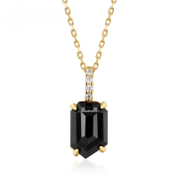 wholesale 925 Silver Geometric Pendant Women's Korean Light Luxury Retro Style New Arrival Small Chanel-inspired Natural Black Agate Necklace Wholesale-Green Moss [Pendant with Chain] 925 Silver