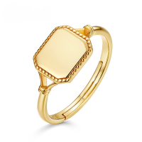 wholesale 925 Sterling Silver Plated with 9K Gold Light Luxury Vintage Ring for Women, Customizable with Laser-Engraved Letters, Text Patterns, Ring Jewelry-9K gold plated Adjustable opening