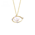 wholesale 9K Gold New Creative and Unique Natural Pearl Romantic Planet Universe Necklace Pendant Minimalist Ins Accessories-0-0