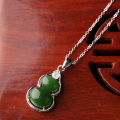 wholesale 925 Sterling Silver Inlaid with Cabochon Hetian Jasper Pendant with Certificate, New Chinese Style Ancient Wind Gourd Jade Pendant Wholesale-0-3