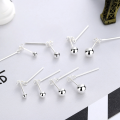 wholesale S925 Sterling Silver Small and Delicate Round Bead Stud Earrings, Simple and Fresh Style-0-2