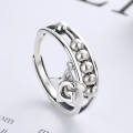 wholesale S925 Sterling Silver Korean Dongdaemun Ins Trendy Five-Point Star Pendant Rotating Bead Ring-0-0