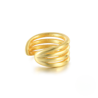 wholesale S925 Sterling Silver Single Ear Cuff, Multi-layer Line Punk Style Earring For No Piercing-gold