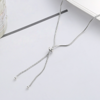 wholesale Adjustable snake bone ballpoint necklace for women with tassel pendant, minimalist Korean-style collarbone chain, double-wear wholesale Metal material comes first-YL078/approx. 6.8g>925 silver