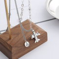 wholesale S925 Sterling Silver Small Airplane Pendant Necklace for Women, Small and Niche Creative Design, Elegant and Versatile Minimalist Diamond-Inlaid Collarbone Chain Trendy-0-2
