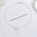 wholesale S925 Sterling Silver Korean Dongdaemun D Letter Necklace Women's Versatile Personality Accessory Vintage Silver Collarbone Chain Fresh and Elegant-0-1