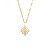 wholesale 9K Gold Elegant Retro Lace Delicate Diamond-shaped Hollow Minimalist Cross Pendant Necklace for Drop Shipping-Diamond Lace Cross Pendant 9K Gold--In Stock