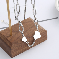 wholesale Sterling silver minimalist fashion cute smiley face love heart Korean Japanese vintage style antique silver necklace-YL081/approx. 9.2g 925 silver