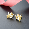 wholesale S925 Silver Gold-Plated Diamond-Encrusted Crown Butterfly Elegant and Noble Banquet Women's Earrings Source Factory Wholesale-0-0