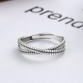wholesale Antique Silver Woven Textured Intertwined Rope Adjustable Unisex Minimalist Boho Vintage Nature-Inspired Ring-0-2