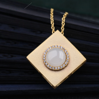 wholesale [Gold-Plated 925 Sterling Silver] Factory Direct Minimalist Jade Earrings with Certificate, Square Set Hetian Jade Pendant Necklace Set-Earrings 925 silver gold plated