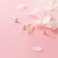 wholesale S925 Sterling Silver Ear Studs for Women, Korean Style Minimalist Small Smooth Flower Sweet and Artistic Earrings G6608-0-1