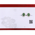 wholesale [Gold Plated 925 Sterling Silver] Simple Retro Jade Earrings, Luxury Green Jade Studs, Inlaid Cabochon Hetian Jade Earrings-0-5